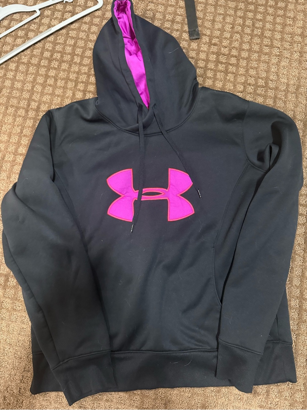 Jordan Women's Black Hoodie with Bright Pink Logo